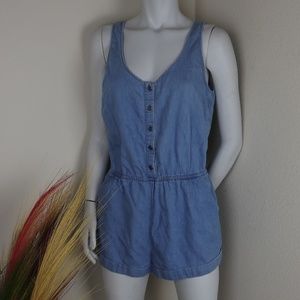 Forever 21 Light Wash Blue Denim Jean Jumpsuit